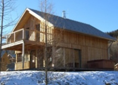 View of chalet and hot tub